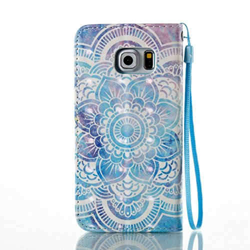 Samsung Galaxy S6 Edge Leder Hülle,Galaxy S6 Edge Book Case,TOYYM Folio PU Leder Wallet Tasche Case mit Standfunktion Karteneinschub und Magnetverschluß,Notebook Flip Cover Brieftasche Handytasche Innere Bumper Back Case Etui Hüllen für Samsung Galaxy S6 Edge,Mandala - 2