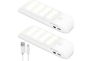Ozvavzk lampka nocna LED z czujnikiem ruchu, 2 sztuki, światło LED, ładowanie przez USB, lampa kuchenna z 3 trybami pracy, do garderoby, garażu, pokoju dziecięcego, na korytarz, nad schody