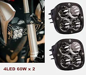 Gear Up 4 LED 60 Watt Fog Light Super Bright Spot Flood Beam Driving Lamp for Motorcycle Cars Bikes & SUV, (Set of 2 PCS, White)