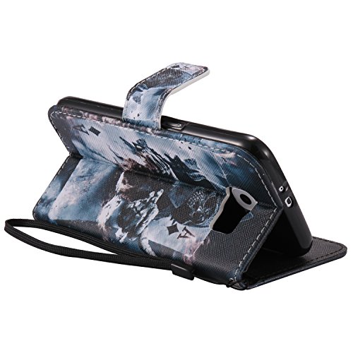 Feeltech Samsung Galaxy S6 Hülle PU-Leder und Brieftasche Bunte Muster Fall mit Magnetverschluss, Hybrid-Kickstand mit Stand-Funktion, schlagen Sie schützende weiche TPU Stoßstangenabdeckung und Kreditkartenhalter für Samsung Galaxy S6 Handgelenk Bügel-Buch-Art-Geldbeutel-Tasche mit 2 In 1 Berühren Sie Stift – Schürhaken - 4
