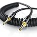 Produktbild CSL - 1,5m Spiral Audio Klinkenkabel / AUX Spiralkabel | Stereo Klinken-Kabel | 3,5mm Stecker auf 3,5mm Stecker | passgenau | Voll-Metallstecker | vergoldete Kontakte | schwarz