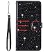 Produktbild Dclbo Hülle für Huawei P30 Lite, Handytasche Hülle Leder Handyhülle Glitzer Bling Flip Case Etui Klapphülle mit Magnet Transparent Silikon Schutzhülle Ledertasche für Huawei P30 Lite-Schwarz