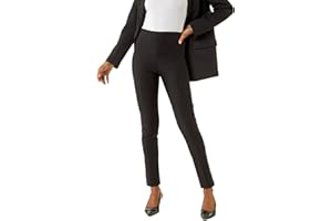 Roman Originals Stretch Trousers for Women UK Ladies High Waisted Pants Pull On Leggings Smart Slimming Office Work Fitted Tailored Tapered Regular & Plus Sizes