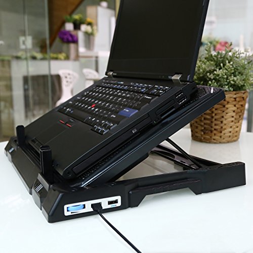 AUKEY Laptop Kühler 12-17 Zoll Ständer Verstellbar, 2 Lüfter mit LEDs, 2 USB Ports, Cooling Pad Notebook Cooler Kühlpad (CP-R6) - 5