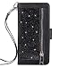 Produktbild Kompatibel mit Huawei P30 Pro Hülle Leder Handyhülle,Glänzend Glitzer PU LederTasche Wallet Flip Case Standfunktion Schutzhülle Brieftasche Klapphülle Etui Schale für Huawei P30 Pro,Schwarze