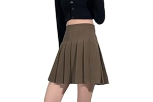 QKEPCY Falda Corta Midi Mujer Elástica Plisada Básica Patinador Básica Falda Tenis Moda Mujeres Cintura Alta Plisado Casual Sólido Una Línea Slim Corto Fit Mini Faldas
