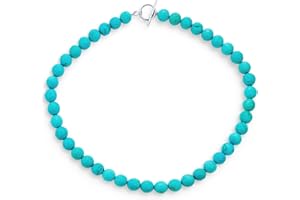 BLING JEWELRY Simple Classic Hand Knotted Created Semi Precious Gemstone Round Ball 10MM Bead Strand Choker Collarbone Necklace Western Jewelry for Women Toggle Clasp 15 17 19 Inch