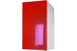 Berlioz Creations Mueble Alto de Cocina 1 Puerta 40 cm, Otro, Rojo Brillante, 40 x 34 x 70 cm