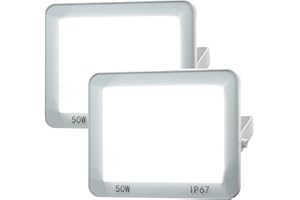 ANNIFUNLY 2PC Focos LED Exterior, 50W 5000LM Foco Proyector LED Brillante Floodlight 72 LED Foco LED 6500K Luz Frío, IP67 Impermeable Iluminación de Seguridad para Casa Garaje Patio Terraza