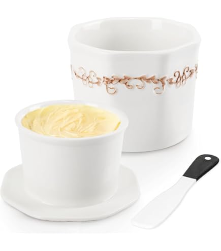 Beurrier Français En Céramique 250g Avec Couteau - Ligne D'eau Pour Refroidissement - Design élégant - Cadeau Cuisine Noël