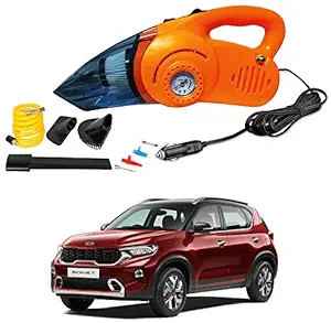 Oshotto 100W Heavy Duty Car Vacuum Cleaner Cum 120W Heavy Duty OSHO-102/O Air Compressor/Tyre Inflator (2 in 1) Compatible with KIA Sonet (Orange)