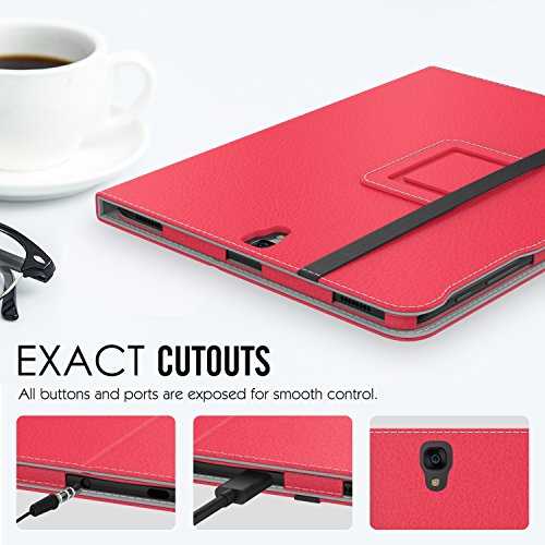 MoKo Samsung Galaxy Tab S3 9.7 Hülle – PU Leder Ständer Schutzhülle Smart Case Cover mit Stift-Schleife / Standfunktion und Auto Sleep / Wake Up Funktion für Samsung Galaxy Tab S3 9.7 Zoll (2017) SM-T820 / T825 Tablet, Rot - 3