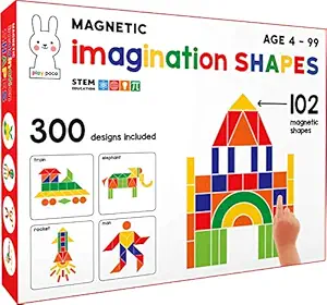 Play Poco Magnetic Imagination Shapes - with 102 Magnetic Shapes, 2 Magnetic Boards, 300 Design Booklet, 2 Display Stands