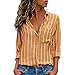 Produktbild Clearance Sale [S-2XL] ODRD Damen T-Shirt Frauen Langarmshirts Tops Mode Lose Beiläufig Bluse Perfect Tee Gestreifte Drucktaste Tanktops Sport Basic Longshirt Oberteil Arbeit Büro Verein Urlaub
