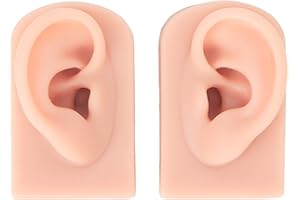 JTLB Modèle d'oreille en silicone souple, 2pcs Modèle d'oreille en silicone souple, Modèle de fausse oreille, Modèle de boucles d'oreilles pour l'étude, la pratique, les outils(Couleur de peau claire)