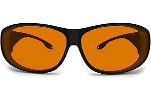 FREEMASCOT OD 6+ 190nm-490nm Wavelength UV light/Anti Blue Light Blocking Safety Glasses for 405nm, 445nm, 450nm,473nm Laser Light