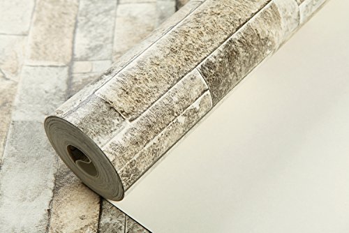 Europa HANMERO®erstklassige PVC-Tapete Retro Mustertapete in Backsteinoptik Hochwertig 0.53*10m 4 Farben für Fernseherhintergrund, Schlafzimmer, Wohnzimmer, Kinderzimmer (grau) - 5