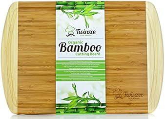 Planche &agrave; d&eacute;couper extra-large en Bambou 100% Bio - 44x32x1,9 - N'ab&icirc;me pas vos couteaux de chef - Utilisable aussi comme plateau &agrave; fromages - Design &eacute;l&eacute;gant pour &eacute;pater vos invit&eacute;s