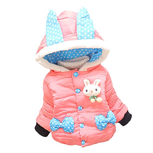 Baby Girls Kids Rabbit Cotton-padded clothes Outwear Coat Jacket Snowsuit (24-36 Months, Pink)