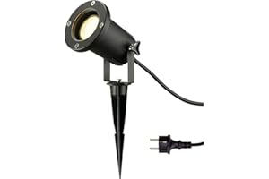 SLV Reflektor LED Nautilus XL z ostrzem do wbijania w ziemię, lampa zewnętrzna do oświetlenia ogrodu, tarasu, roślin, dróg, stawu, lampa zewnętrzna, IP65, GU10, kabel 1,5 m, aluminium