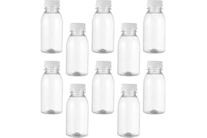 Housoutil 200 Ml Plastikflaschen mit Kappen 10 Prozent Plastiksaftflaschen Leer Wiederverwendbare Klare Schüttgetränkebehälter für Saft Milch Und Andere Getränke