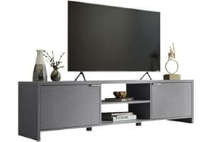 Madesa Mueble TV, Mesa Moderna para Salón y Dormitorio con 2 Puertas para TV de 65 Pulgadas, 180 x 39 x 47 cm, Madera - Gris