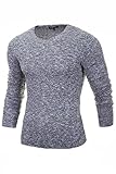 Original MERISH ✔ Merish Pullover Herren Strickpullover Slim-Fit Roundneck Hoodie Shirt Sweatshirt Modell 306 Hellgrau XL