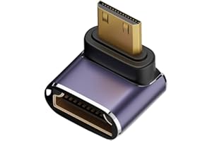 NFHK Kątowy mini HDMI męski na HDMI 2.1 żeński przedłużacz UHD złoty konwerter adapter obsługuje 8K 60 Hz HDTV