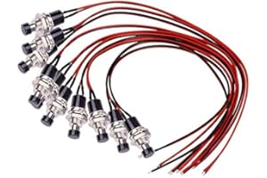 DONJON Momentary Push Button Switch,Mini Button Switch with Pre-soldered 20AWG Wires,SPST 2Pin ON/OFF Push Button Horn Switch for Car, PC, Table Lamp (10Pcs black)