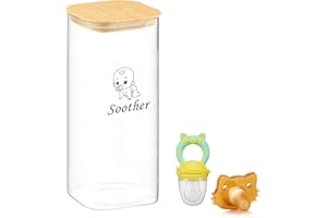 Xbopetda Dummy Case Dummy Holder, Pacifier Holder Case with Airtight Lid, Glass Storage Container for Teether Feeder and Soother, Pacifier Case Pacifier Box Soother Pod, Baby Accessories Holder-Clear