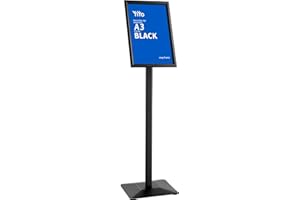 YIYO Sign Stand Poster Stand，adjustable heavy duty pedestal Sign Holder Floor ，aluminium frame floor standing signage for display A3 menu advertising (Black, A3)