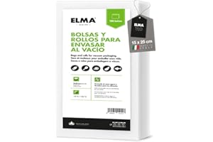 ELMA Bolsas Vacío Alimentos, Bolsas Envasar al Vacío Alimentos | Sistema Gofrado, Diseño Multicapa, Sin BPA, Fabricación Italiana | 15 x 25 cm, 100 Unidades