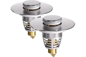 PCVANLEY 2 bouchons d'évier 27-41 mm, bouchons d'évier en laiton à ressort en acier inoxydable, convient pour la salle de bain, les trous de drainage de la cuisine