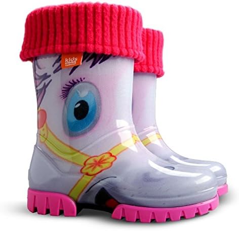 Dem Boys Girls Kids Warm Fleece-Lined Wellington Boots Wellies Pony