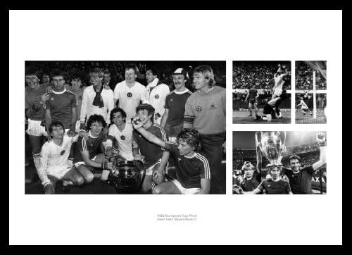 Framed Aston Villa 1982 European Cup Final Triple Photo Memorabilia