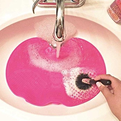 HENGSONG Pinselreiniger Make Up Pinsel Reinigung Reinigungsmatte Silikon Pinselreiniger Brush Cleaner Pinsel Matte Kosmetik, Rosa - 2