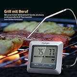 Topop 2 Stücke Barbecue Grill Thermometer Bratenthermometer Ofenthermometer und Digital Zeitmesser mit großem LCD-Display, 304 Edelstahl-Sonde, BBQ Smoker Thermometer für das Kochen, Indoor / Outdoor-Grill, Backofen / Fleisch / Pute / Steak - 