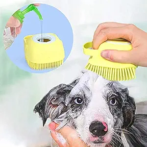 QIQI? Dog Bath Brush Body Scrubber Shampoo Dispenser Tick Remover for Shower Bathing and Shedding Soft Silicone Bristles Brushes Groomers for Pet Puppy Dogs Cat Rabbit Horse (Multicolor 1 pcs)