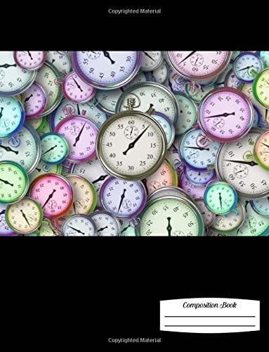 Composition Book: 8.5" x 11" Black with Stopwatches - Composition Book for School or Activities, Softcover, College Ruled, 150 pages (75 Sheets Front & Back)