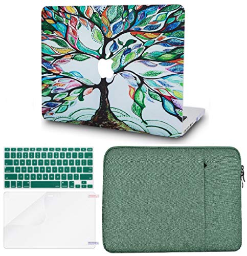 KECC MacBook PRO 13 Pollici (2020/2019/2018/2017/2016, Touch Bar) Custodia Case Rigida w/EU Cover Tastiera + Proteggi Schermo + Manica per Nuovo MacBook PRO 13.3 {A1989/A1706/A1708} (Albero Colorato)