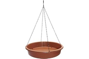 F Fityle Abreuvoir à Oiseaux avec Crochets Métals, Bain à Oiseaux Suspendu et Chaîne, Bol à Eau pour Oiseaux, Mangeoire Suspendue à Oiseaux pour Moineau, Perroquet, Diamètre 30.5 Cm, Brun