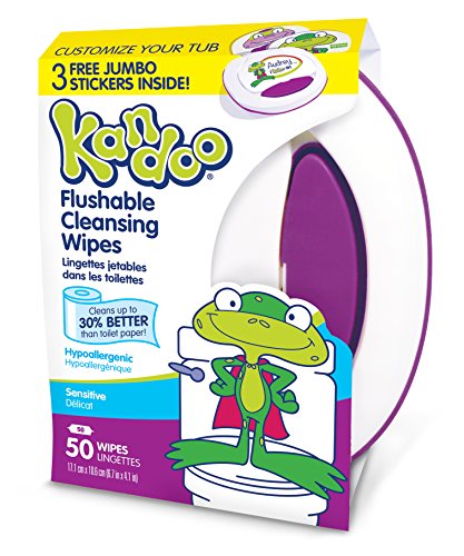 Pampers Kandoo Flushable Wipes, Sensitive, 50 Count Tub (Pack Of 6)