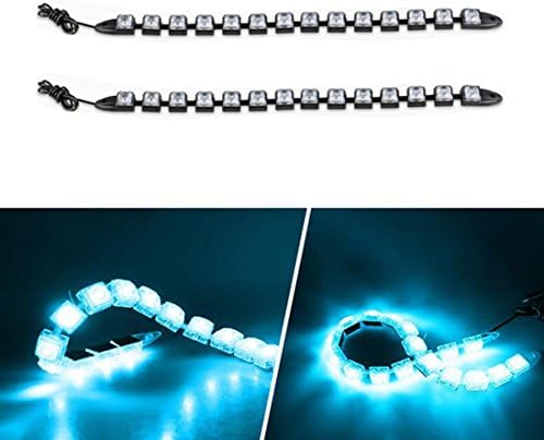 AZQKJ 2PCS Waterproof Flexible Car 14LED 8000k-8500k Super Bright LED DRL Daytime Running Light Driving Daylight Fog Light(Ice blue)