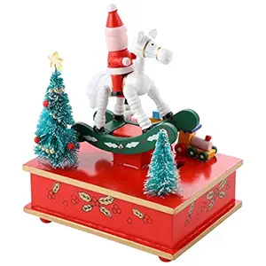 Artibetter Christmas Music Box Wooden Santa on Christmas Musical Box Birthday Present for Women Kids Girls Mom Daughter Lover Friends Christmas Birthday Gifts