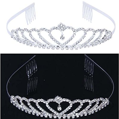 iShine Hochzeit Diadem Brautbrautjungfern Strass Kronen Stirnband Tiara Schließe Haarspange pin (Type B) - 5