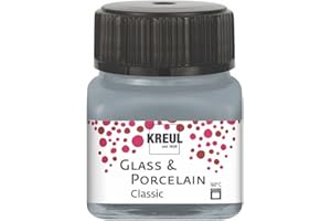 ‎KREUL KREUL 16246 - Glass & Porcelain Classic metallic silber,im 20 ml Glas, brillante Glas- und Porzellanmalfarbe auf Wasserbasis, schnelltrocknend, deckend