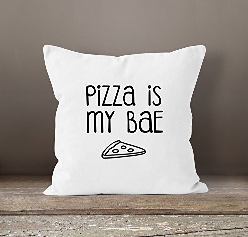 Kissenbezug Pizza is my BAE Before Anything Else Kissen-Hülle Deko-Kissen 40×40 Baumwolle MoonWorks® weiß Pullover - 2
