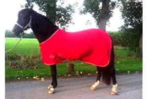 Cwell Equine NEW HORSE COB PONY SHETLAND MINI RED SHOW TRAVEL FLEECE RUG 3'6"-6'9" stable cooler choice of Sizes (6'9")