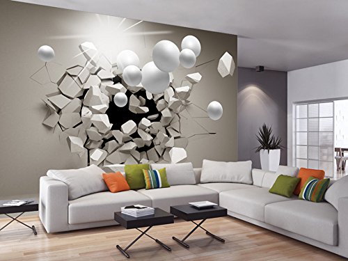 FOTOTAPETE 400×280 cm – VLIES TAPETE PREMIUM – PROFI QUALITÄT – 3 Farben zur Auswahl – Top moderne Wanddeko – Wandbilder XXL – Riesen Wandbild – Top Design Tapete – Neue exklusive Edition mit noch besser Druckauflösung – Deutsches Premium Vlies – Abstrakt Kugel 3D a-C-0002-a-b - 2