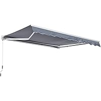 Outsunny Markise Alu-Markise Aluminium-Gelenkarm-Markise 3x4m Sonnenschutz Balkon Grau